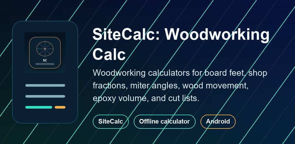 SiteCalc: Woodworking Calc feature graphic